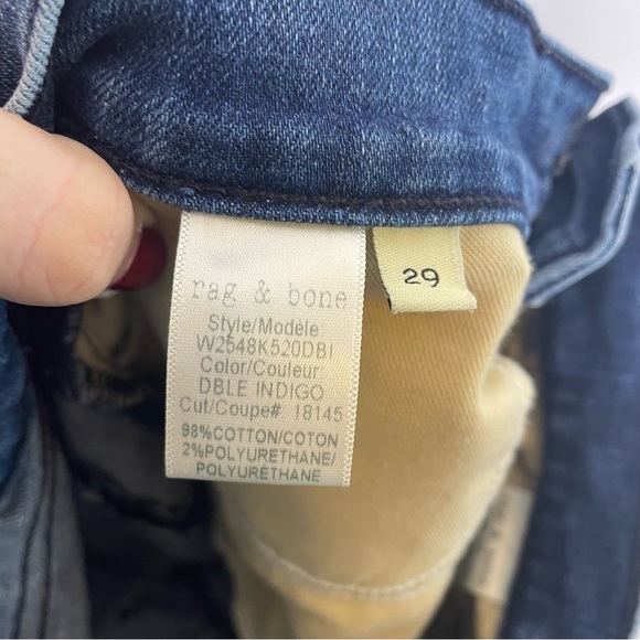 Rag & Bone | Mazie Side Stripe High Waisted Skinny Jeans Double Indigo Size 29 - Picture 13 of 13